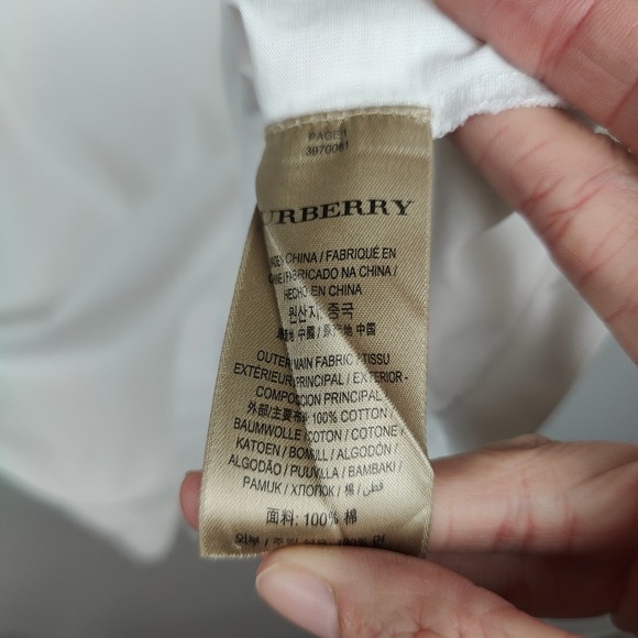 Burberry T-Shirt Mens Large White V-Neck Knight Red Logo Stretch Cotton - Picture 7 of 8